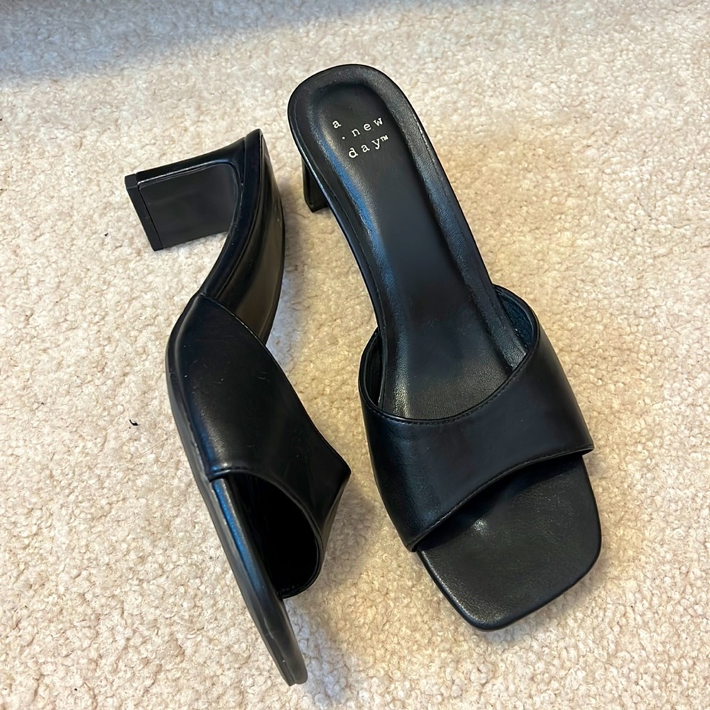 Black Heeled Mules!